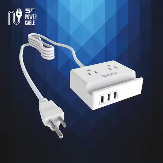 Tzumi 8447HD | Power Dock 2-Outlet Multi-Port Surge Protector and Phone Stand
