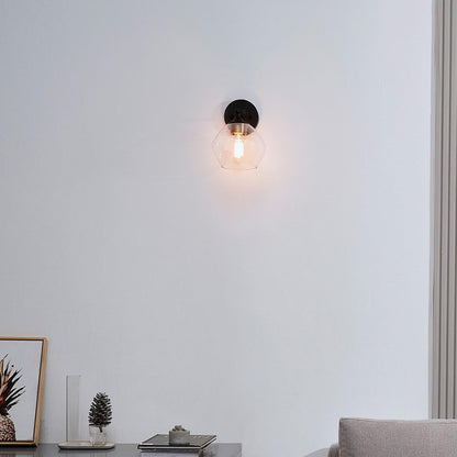 Globe Electric 058219513675 | Harrow 1-Light Matte Black Wall Sconce w/Clear Glass Shade