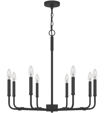 Quoizel ABR5028MBX | Abner 8 Light 28 inch Matte Black Chandelier Ceiling Light