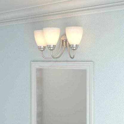 Hampton Bay 447 461 | Hamilton 3-Light Brushed Nickel Vanity Light with Frosted Glass Shades