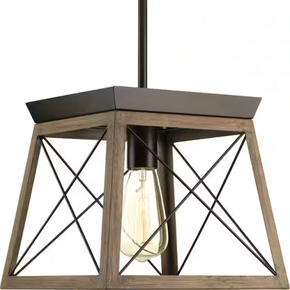 Progress Lighting P50041-020 | Briarwood Collection 1-Light Antique Bronze Kitchen Farmhouse Mini-Pendant Hanging Light