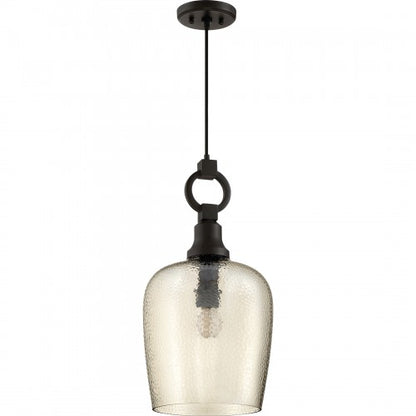 Quoizel CKKD1512WT | Kendrick Single Light 11-1/2" Wide Pendant with Smoked Hammered Glass Shade