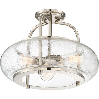Quoizel TRG1716BN | Trilogy 3 Light 16 inch Brushed Nickel Semi-Flush Mount Ceiling Light
