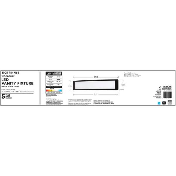 Hampton Bay 1005 784 065 | Woodbury 24.6 in. Matte Black LED Vanity Light Bar