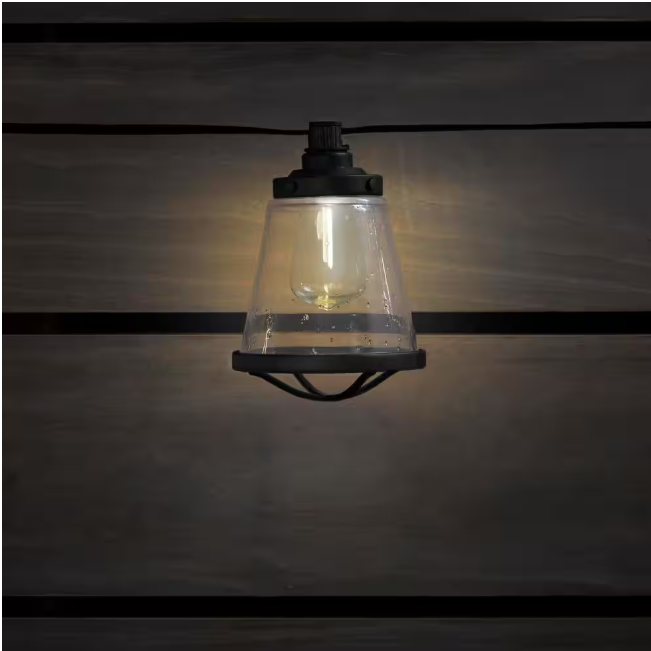 Hampton Bay 1005 698 347 | 10-Light 11 ft. Outdoor/Indoor Plug-In LED ST38 Vintage Bulb String Light with Seedy Cage