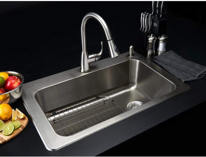 Glacier Bay 1006 396 503 | Glacier Bay All-in-One Drop-in Stainless Steel 33 in. 2-Hole Single Basin Kitchen Sink