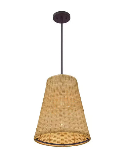 DSI Lighting 1006 016 996 | Cambria 2 -Light Dark Brown Pendant with Rattan Shade