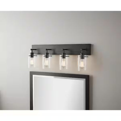 Hampton Bay 1005 533 801 | Regan 29.13 in. 4-Light Espresso Bronze Vanity Light with Clear Glass Shades