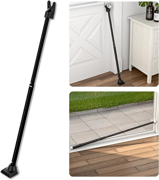 SecurityMan SECURITYBARB | SECURITYMAN 2-in-1 Door Security Bar & Sliding Door Security Bar - Door Jammer Constructed of High Grade Iron - Black Door Stoppers Security Bar