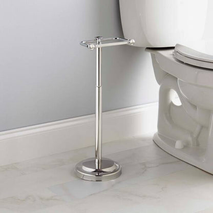 Delta 132851-PC | Silverton Telescoping Free-Standing Pedestal Toilet Paper Holder Bath Hardware Accessory in Polished Chrome