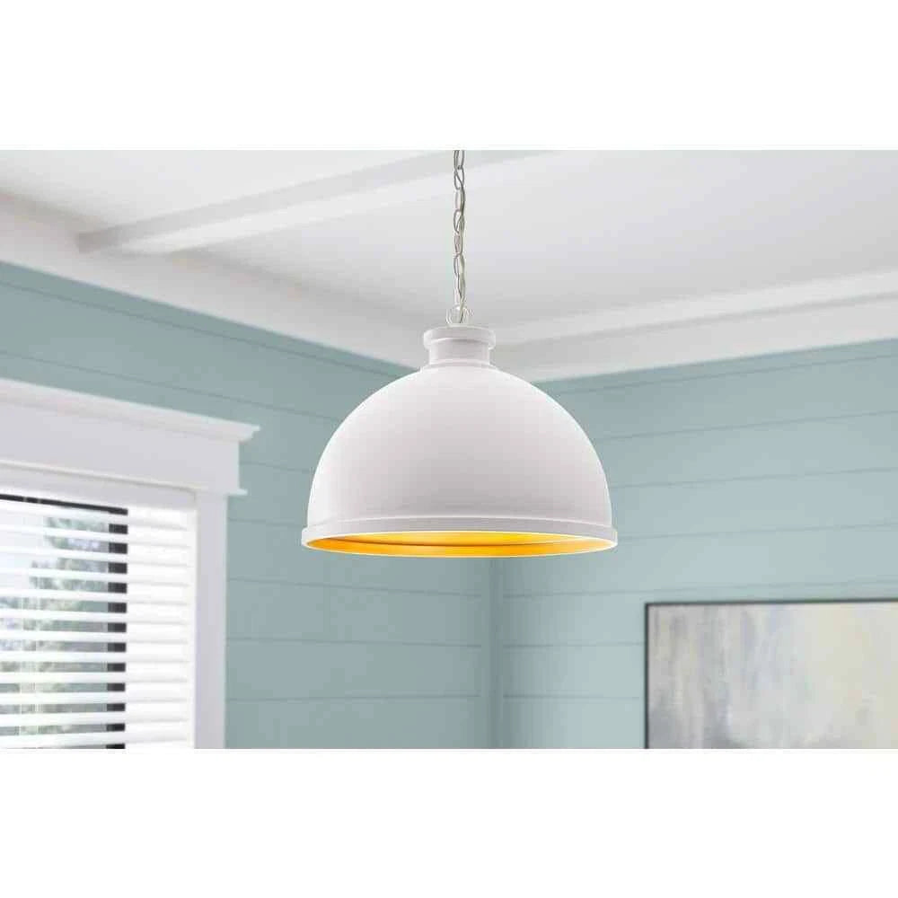 Hampton Bay 65220 | Tallulah 4-Light White Pendant Hanging Light, Dome Kitchen Pendant Lighting