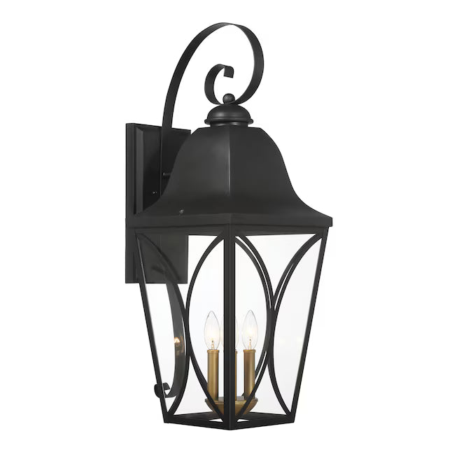 The Great Outdoors 73359-757 | Cardigan 4 -Light 30" Tall Outdoor Wall Light in Sand Black