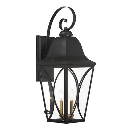 The Great Outdoors 73359-757 | Cardigan 4 -Light 30" Tall Outdoor Wall Light in Sand Black