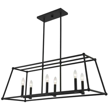 Elle Decor DS18969 | DSI Lighting 6-Light Black Geometric Island Pendant