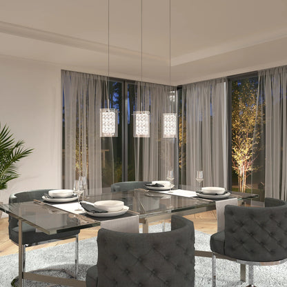 Artika PDT-3CC | Crystal Cube 3-Light LED Pendant Light in Chrome Finish