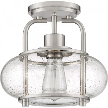 Quoizel TRG1710BN | Trilogy 1 Light 10 inch Brushed Nickel Semi-Flush Mount Ceiling Light