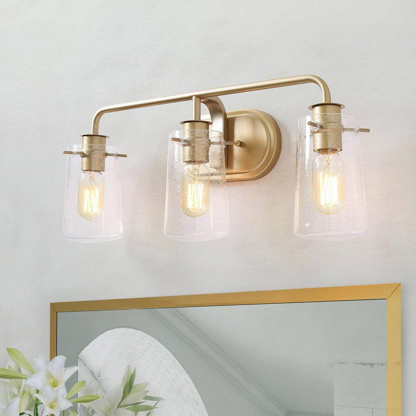 LNC Home A03568 | Tethysia 3-Light Gold Vanity Light