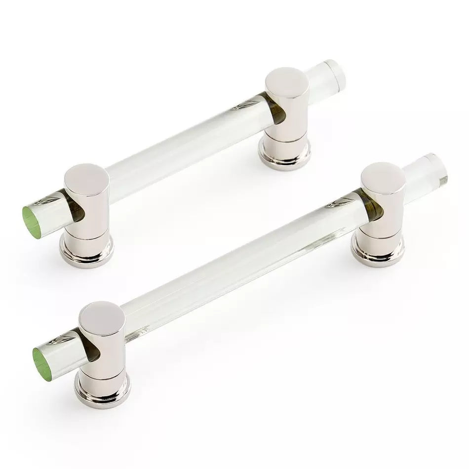 Signature Hardware 5-1/16" Clanora Acrylic Cabinet Pull - Transparent Green/Polished Nickel