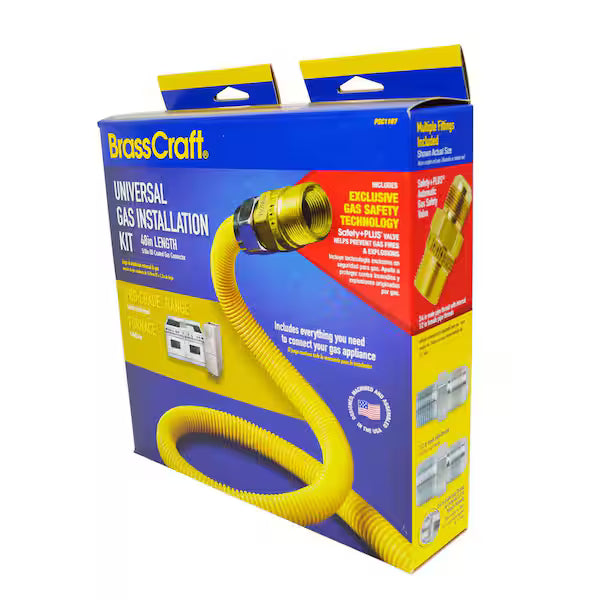 BrassCraft PSCTE1106 K5 | Safety+PLUS2 (1/2 in. O.D.) Gas Dryer and Range Installation Kit w/ Thermal Excess Flow Valve (60,500 BTU)