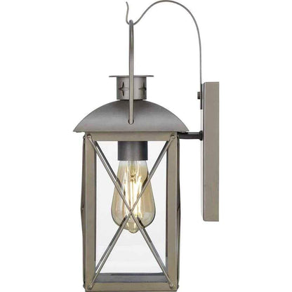 Progress Lighting P560145-173 | Woodcliff 1-Light 15 in. Weathered Brass Outdoor Wall Lantern with Clear Glass