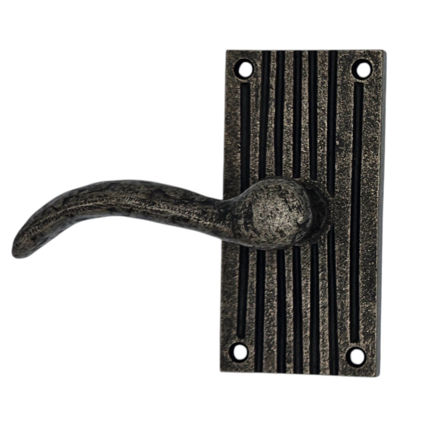 Signature Hardware Corded-Bronze Passage Interior Door Set - Lever Handle 2-3/8" Backset - Left Hand - Antique Pewter