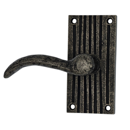 Signature Hardware Corded-Bronze Passage Interior Door Set - Lever Handle 2-3/8" Backset - Left Hand - Antique Pewter