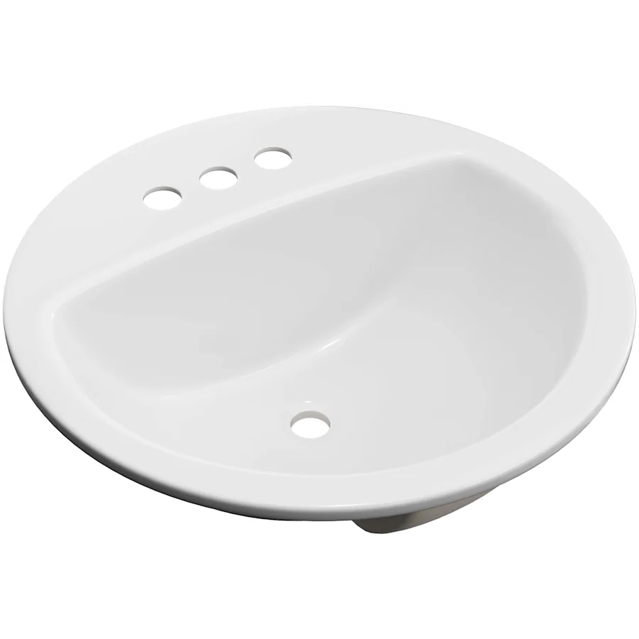 ProFlo PF198RWH | Rockaway 19" Circular Vitreous Drop-In Bathroom Sink