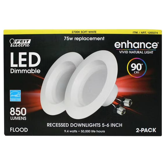 Feit Electric 1200274 | Enhance LED Dimmable Recessed Downlights 5-6" 75W Replacement