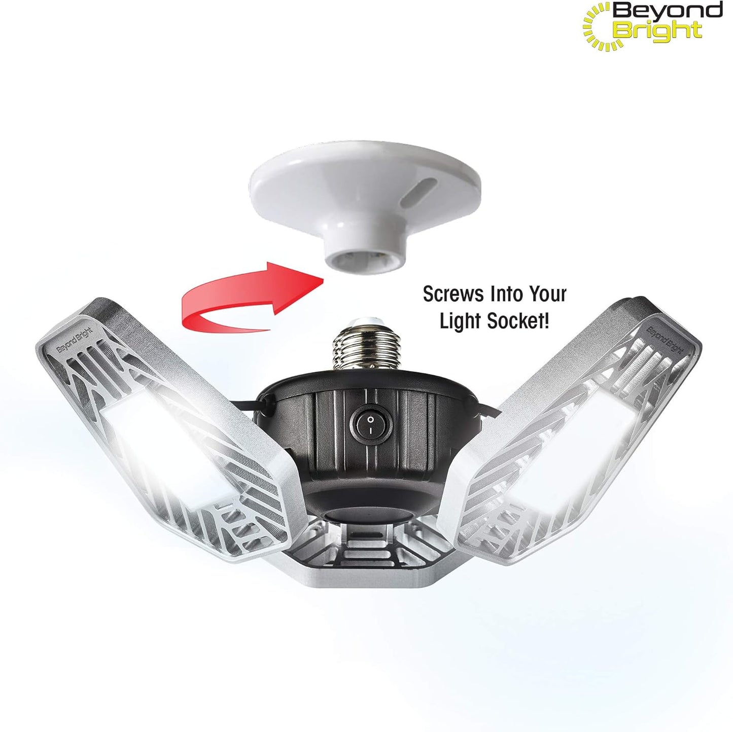 (Open Box) Beyond Bright LED Ultra-Bright Garage Light - 3 Adjustable Panels, Energy Efficient, Easy to Install, Durable and Long-Lasting Light for Garages, Warehouses and More