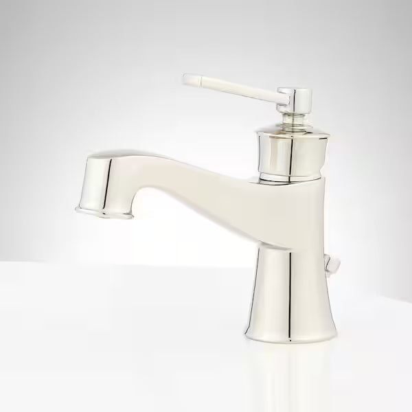 Signature Hardware Pendleton Single Handle Mid Arc Single Hole Bathroom Faucet with Spot Resistant in Polished Nickel