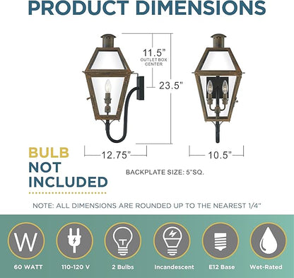 Quoizel RO8311Z | Rue De Royal 2 Light 24 inch Industrial Bronze Outdoor Wall Lantern