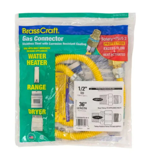 BrassCraft CSSD64TE-36 X | Gas Connector (1/2" OD) 1/2" MIP x 1/2" MIP x 36"