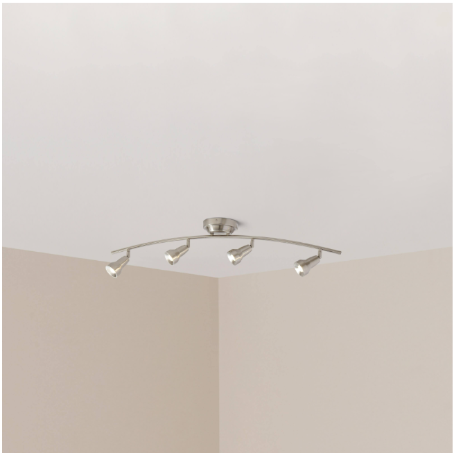Hampton Bay 108 701 | Kelso 3 ft. 4-Light Satin Nickel LED Fixed Rail with 300/Lumen Heads 108701