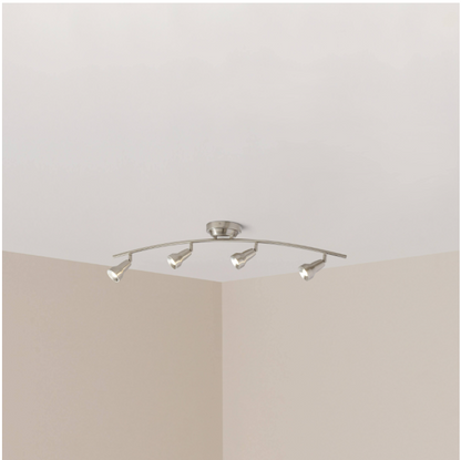Hampton Bay 108 701 | Kelso 3 ft. 4-Light Satin Nickel LED Fixed Rail with 300/Lumen Heads 108701