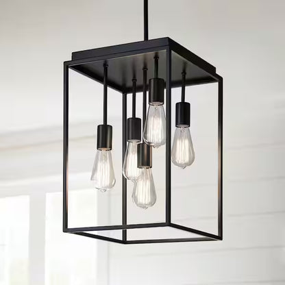 Home Decorators Collection 1004 121 532 | Rollins 5-Light Black Cage Chandelier for Foyer