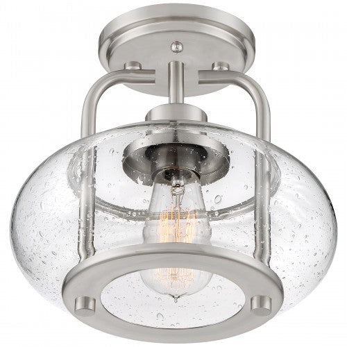 Quoizel TRG1710BN | Trilogy 1 Light 10 inch Brushed Nickel Semi-Flush Mount Ceiling Light