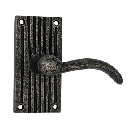 Signature Hardware Corded-Bronze Passage Interior Door Set - Lever Handle 2-3/8" Backset - Left Hand - Antique Pewter