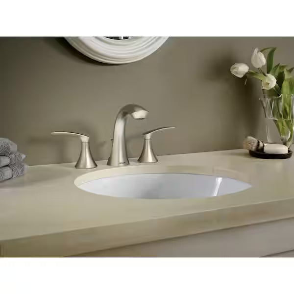Moen WS84551SRN | Darcy 8 in. Widespread 2-Handle High-Arc Bathroom Faucet in Spot Resist Brushed Nickel