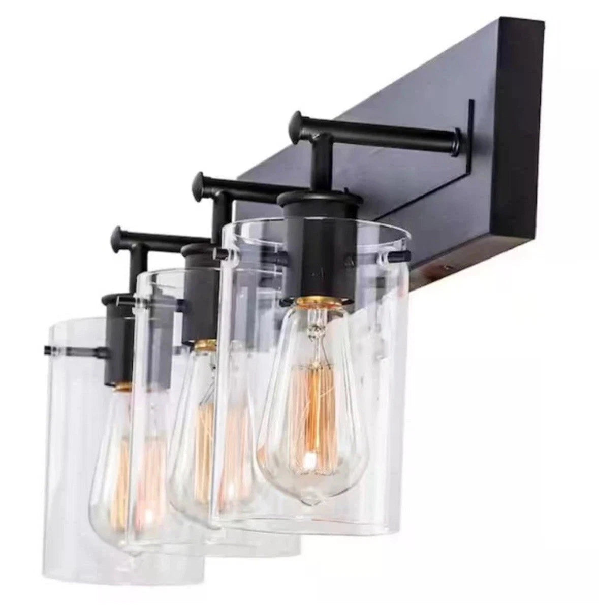 Hampton Bay 1004 335 702 | Regan 21 in. 3-Light Espresso Bronze Vanity Light with Clear Glass Shades