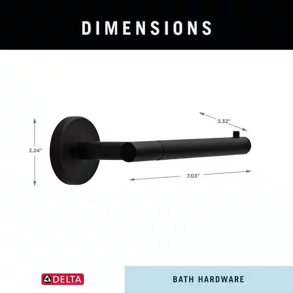 Delta LDL50-MB | Lyndall Wall Mount Euro Single Post Toilet Paper Holder Bath Hardware Accessory in Matte Black