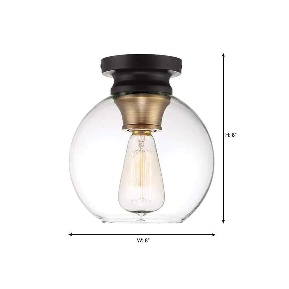 Home Decorators Collection 1003 317 533 | Evelyn 8 in. 1-Light Modern Industrial Bronze Flush Mount Ceiling Light with Clear Glass Shade