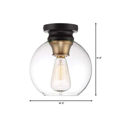 Home Decorators Collection 1003 317 533 | Evelyn 8 in. 1-Light Modern Industrial Bronze Flush Mount Ceiling Light with Clear Glass Shade