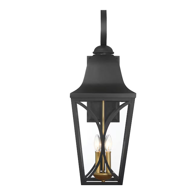 The Great Outdoors 73359-757 | Cardigan 4 -Light 30" Tall Outdoor Wall Light in Sand Black