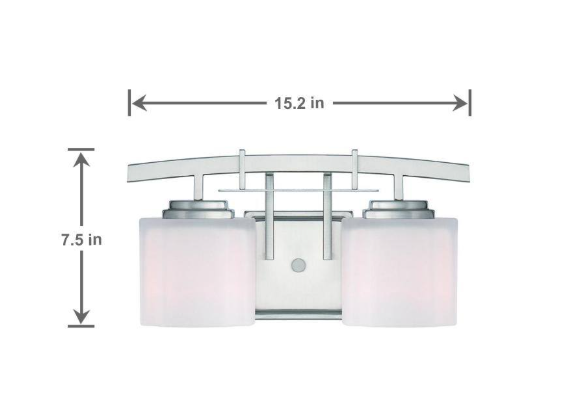 Hampton Bay 1000 036 813 | Architecture 2-Light Brushed Nickel Vanity Light with Etched White Glass Shades