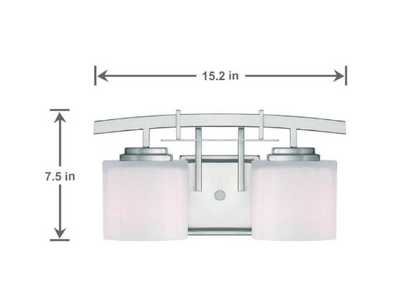 Hampton Bay 1000 036 813 | Architecture 2-Light Brushed Nickel Vanity Light with Etched White Glass Shades