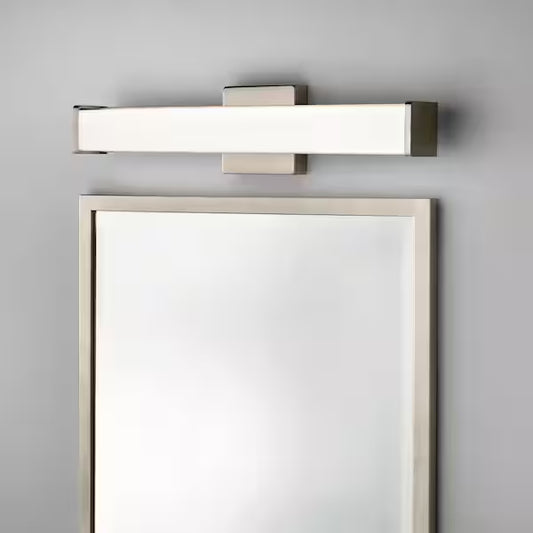 Hampton Bay 1006 423 753 | Astrid 24 in. Brushed Nickel 5-CCT LED Bathroom Vanity Light Bar with Frosted Glass