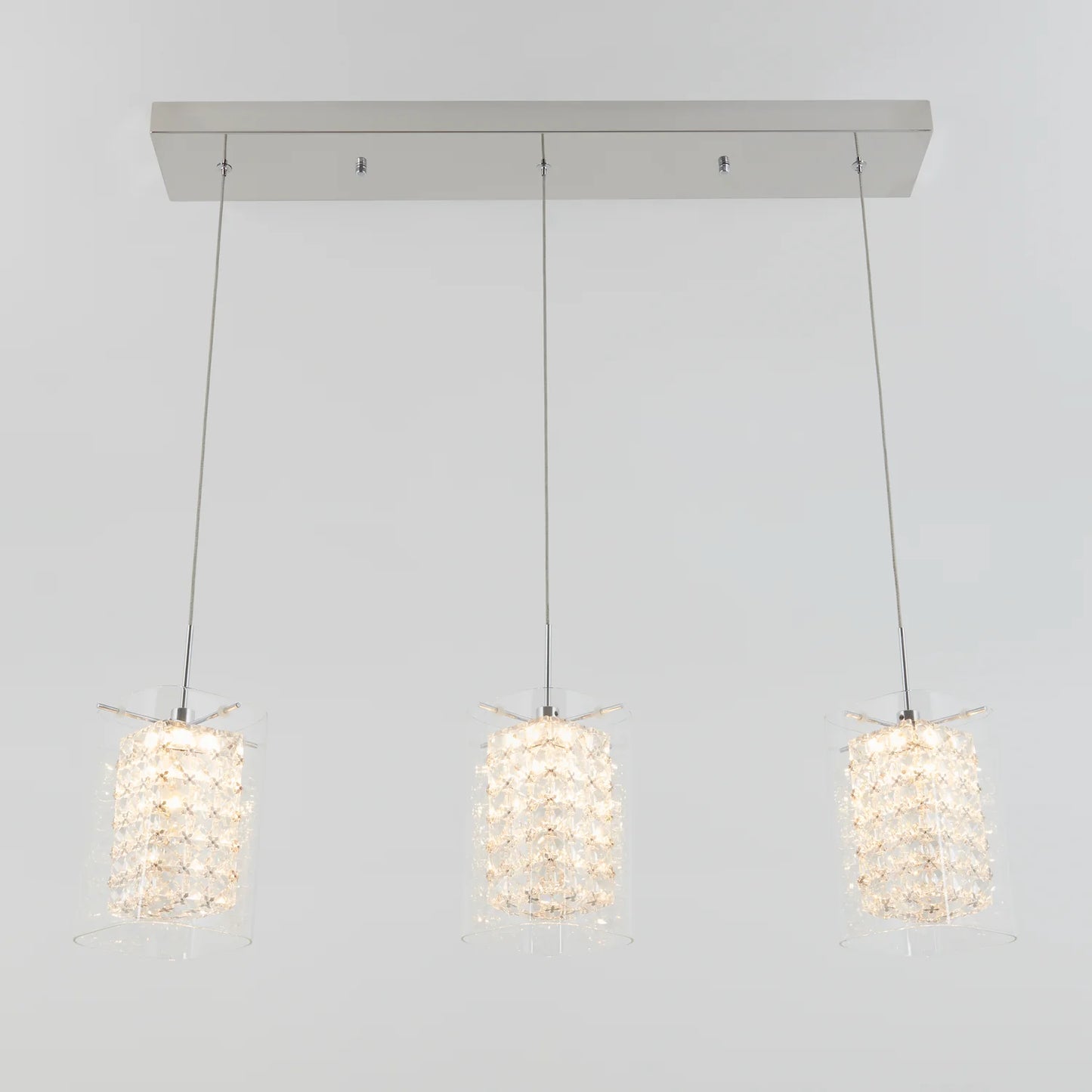Artika PDT-3CC | Crystal Cube 3-Light LED Pendant Light in Chrome Finish