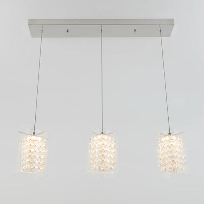 Artika PDT-3CC | Crystal Cube 3-Light LED Pendant Light in Chrome Finish
