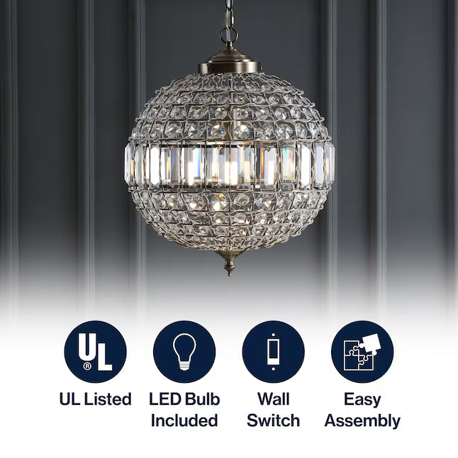 JONATHAN Y Lighting JYL6110B | Georgina Single Light 16" Wide LED Crystal Pendant