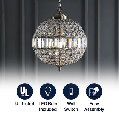 JONATHAN Y Lighting JYL6110B | Georgina Single Light 16" Wide LED Crystal Pendant